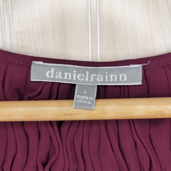 Daniel Rainn Purple Blouse Top with Pleated Gathering at Neckline Sz Lg - Picture 3 of 6